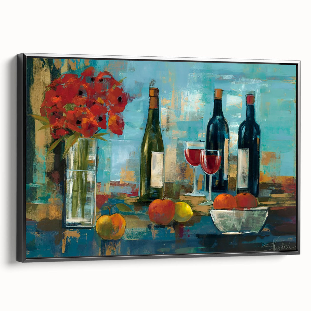 Black and white landscape art painting on framed canvas, featuring vintage poster art, ideal for bedroom wall decor.