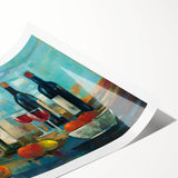 Extra large wall art featuring black line art flowers on a white background, rolled print format.