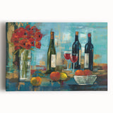 Black and white photo of assorted fruits and vegetables on stretched canvas, ideal for kitchen wall art.