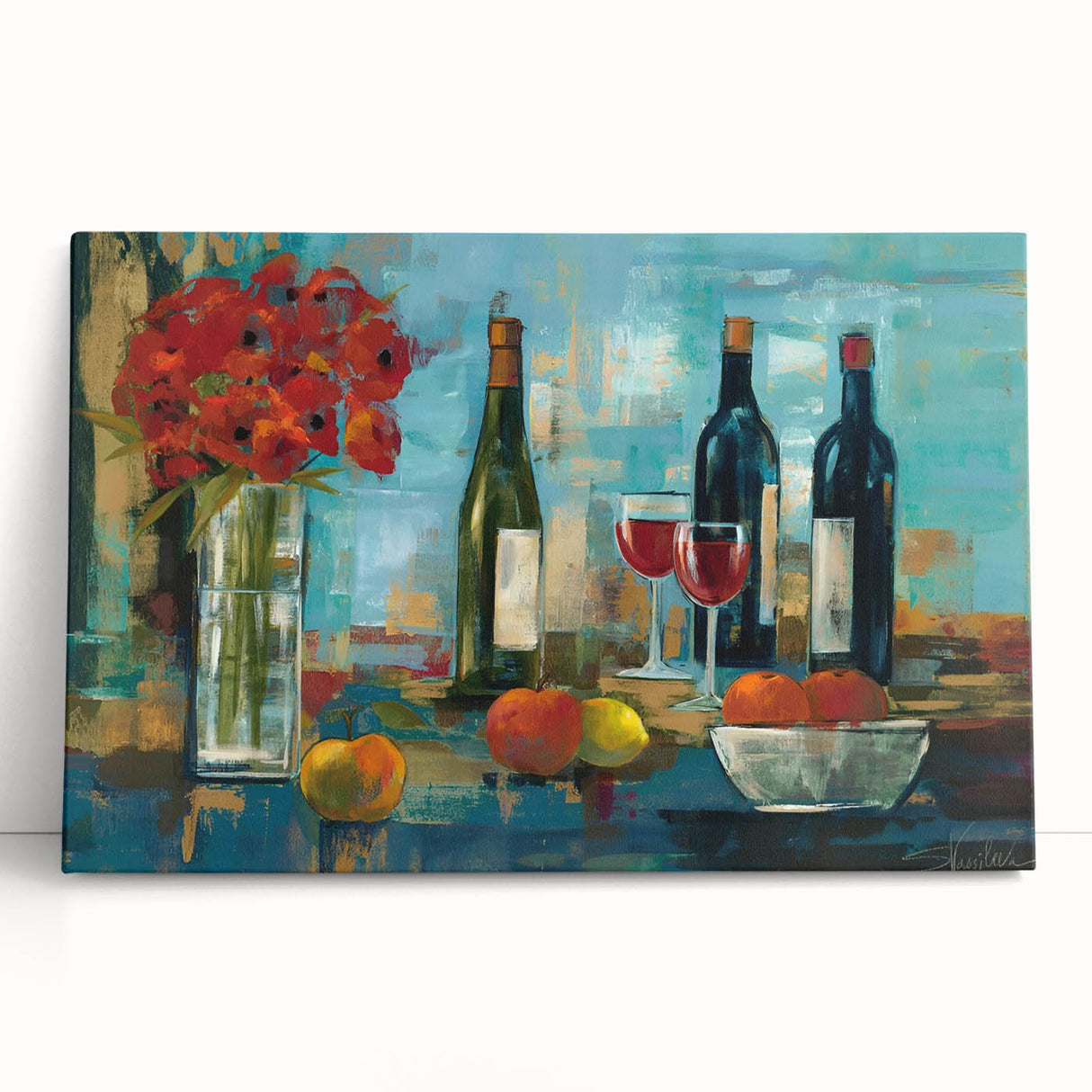 Large black and white stretched canvas featuring a vintage food and drinks poster, ideal for kitchen wall art.