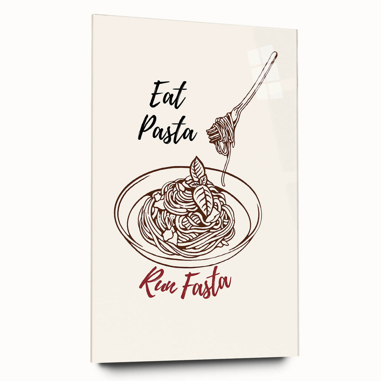 Large abstract wall art on acrylic glass depicting vibrant food-inspired motifs, suitable for bedroom or dining room decor.