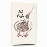 Large abstract wall art on acrylic glass depicting vibrant food-inspired motifs, suitable for bedroom or dining room decor.