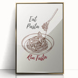 Large art print of a mid-century modernist food-inspired design in gold and white tones, acrylic framed.