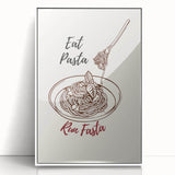 Acrylic print of a food-inspired art deco poster in black and white, ideal for modern kitchen decor.