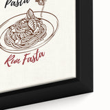 Extra large black wall art featuring colorful, textured food illustrations on framed canvas, ideal for living room decor.