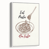 Vintage poster art featuring colorful culinary motifs on a large framed canvas, ideal for living room decor.