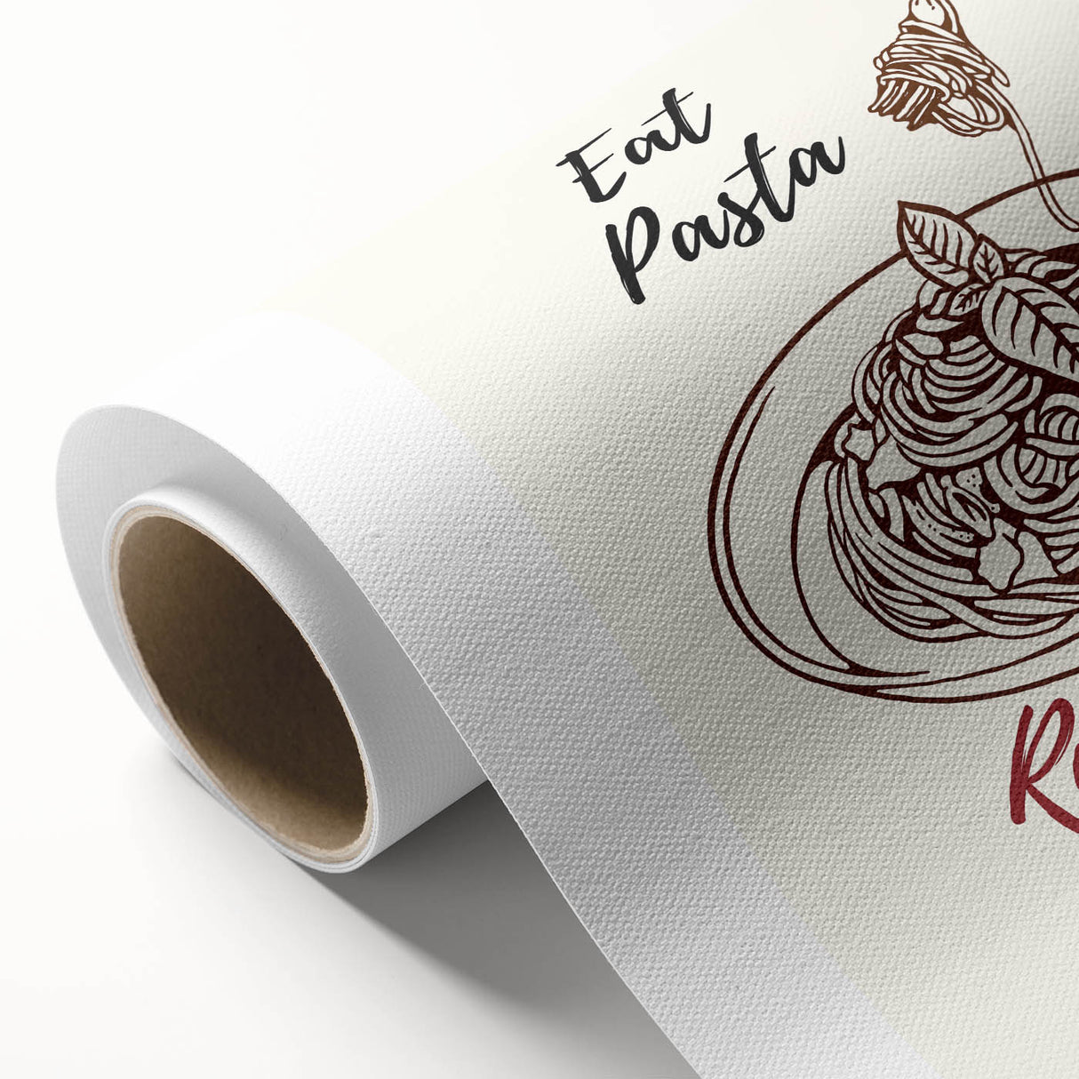 Art Deco style poster featuring a whimsical food illustration on rolled canvas.