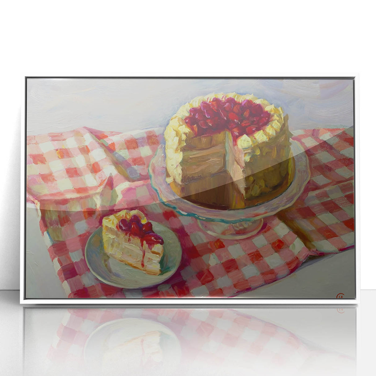 Art deco poster featuring an array of pastries in soft pastel tones, framed in white acrylic, ideal for nursery wall art.