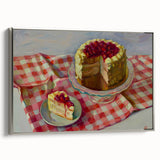 Framed canvas of vintage poster art featuring colorful pastries, ideal for kitchen wall decor.