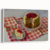 Vintage poster art of colorful pastries on a framed canvas, ideal for extra large living room wall decor.