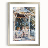 Textured abstract art print in silver frame with mat, featuring muted earth tones, ideal for bedroom art.