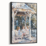 Black and white vintage poster art on framed canvas depicting a crowded food market, suited for bedroom wall decor.