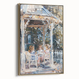 Monochrome large art of people dining, printed on framed canvas, ideal for kitchen wall art.