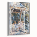 Framed canvas depicting a black and white photo of a bustling market scene, ideal for kitchen wall art.