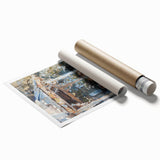 Extra large rolled print featuring a floral design in pastel shades, ideal for classy bathroom wall art.