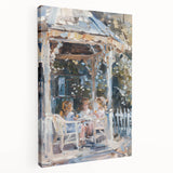 Vintage poster art featuring a colorful crowd at a food market on extra large black canvas, ideal for living room decor.