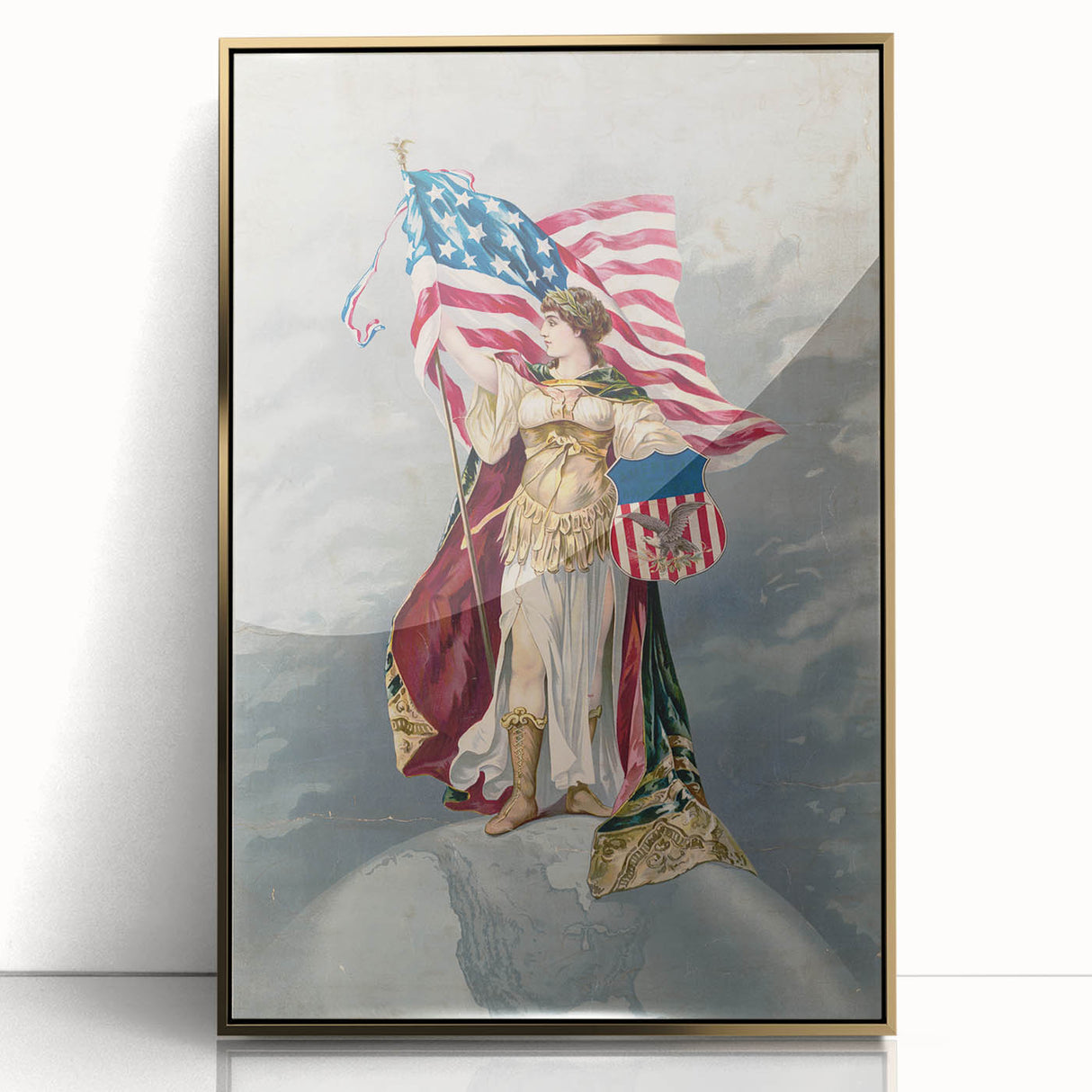 Columbia & American Flag - Red, White, and Blue Wall Art