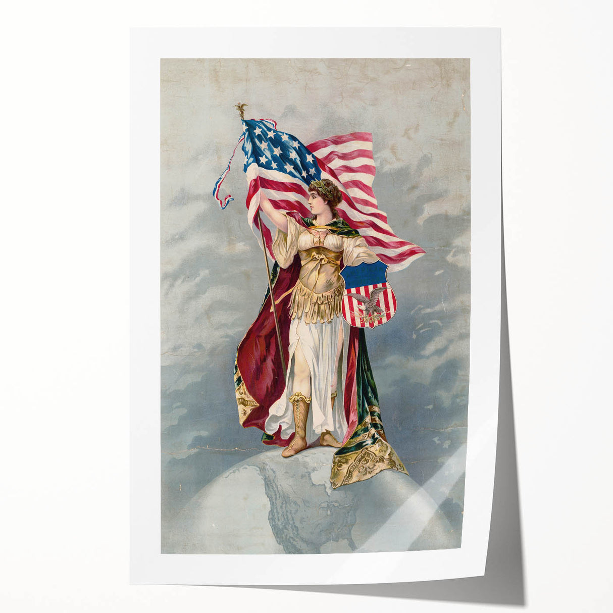 Columbia & American Flag - Red, White, and Blue Wall Art