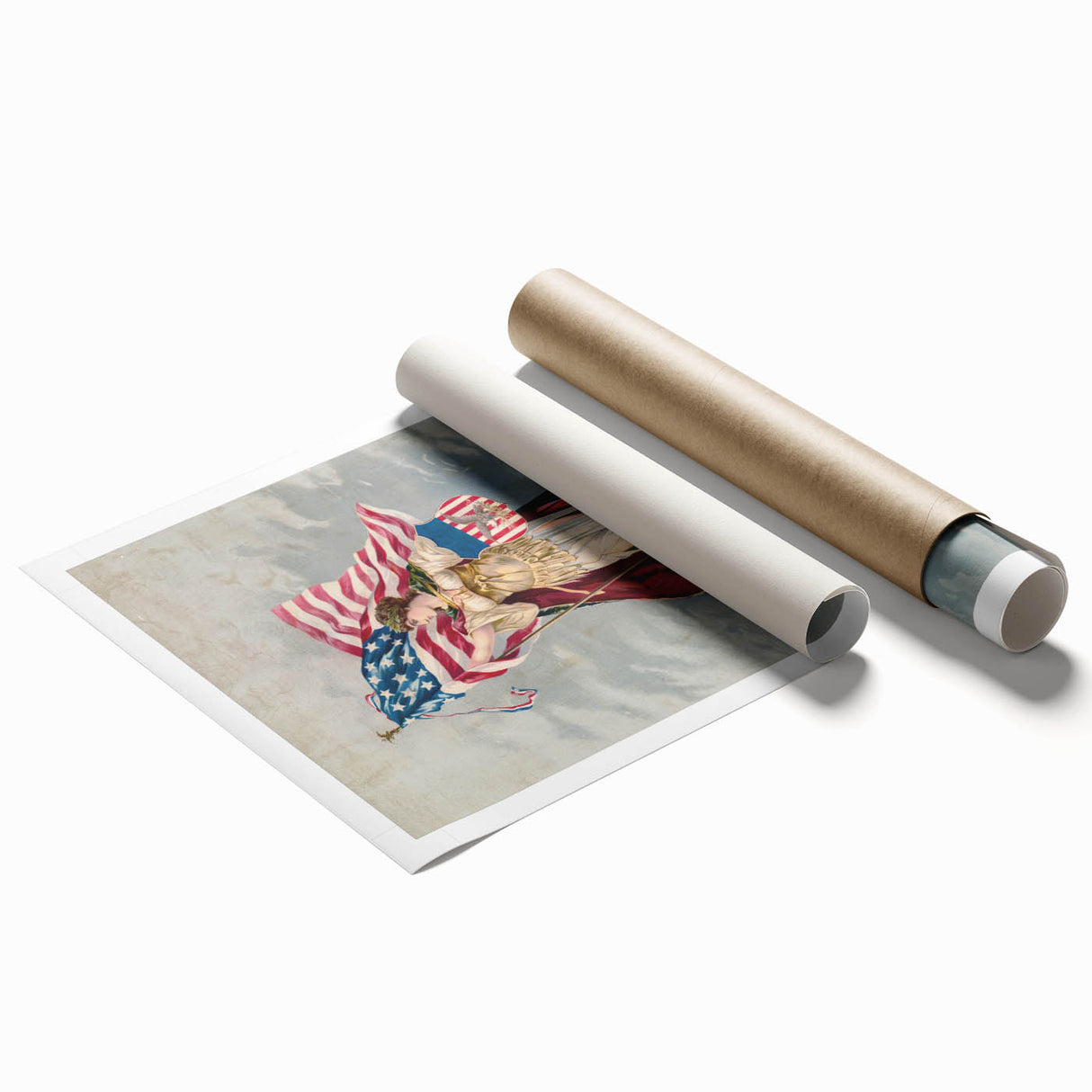 Columbia & American Flag - Red, White, and Blue Wall Art
