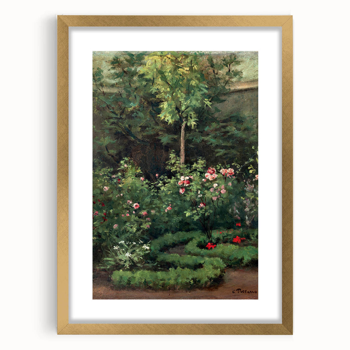 A Rose Garden - Serene Nature Scene by Camille Pissarro