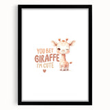 Cute Baby Giraffe Girls Room Wall Art – Nursery Animal Print
