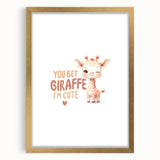 Cute Baby Giraffe Girls Room Wall Art – Nursery Animal Print