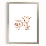 Cute Baby Giraffe Girls Room Wall Art – Nursery Animal Print