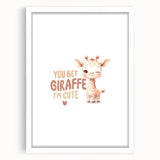 Cute Baby Giraffe Girls Room Wall Art – Nursery Animal Print