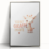 Cute Baby Giraffe Girls Room Wall Art – Nursery Animal Print