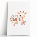 Cute Baby Giraffe Girls Room Wall Art – Nursery Animal Print