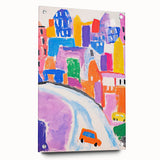 Stretched Canvas Art for Kids - Bright Urban Cityscape Print