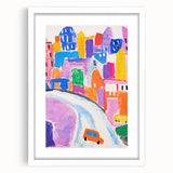 Stretched Canvas Art for Kids - Bright Urban Cityscape Print