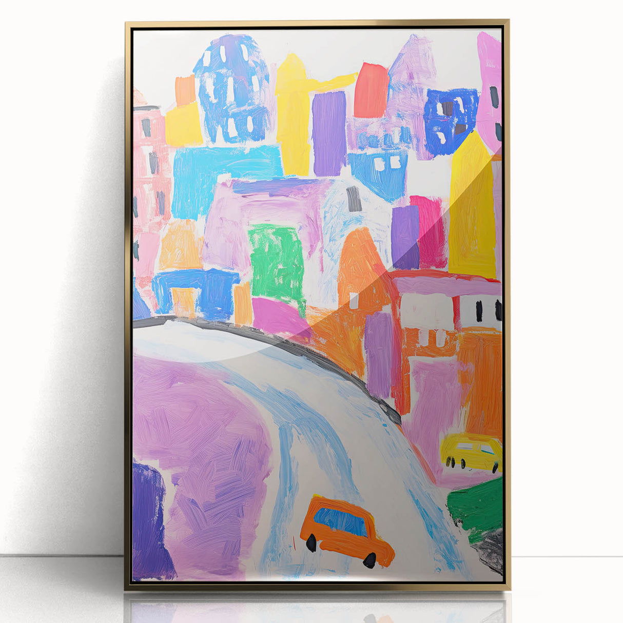 Stretched Canvas Art for Kids - Bright Urban Cityscape Print