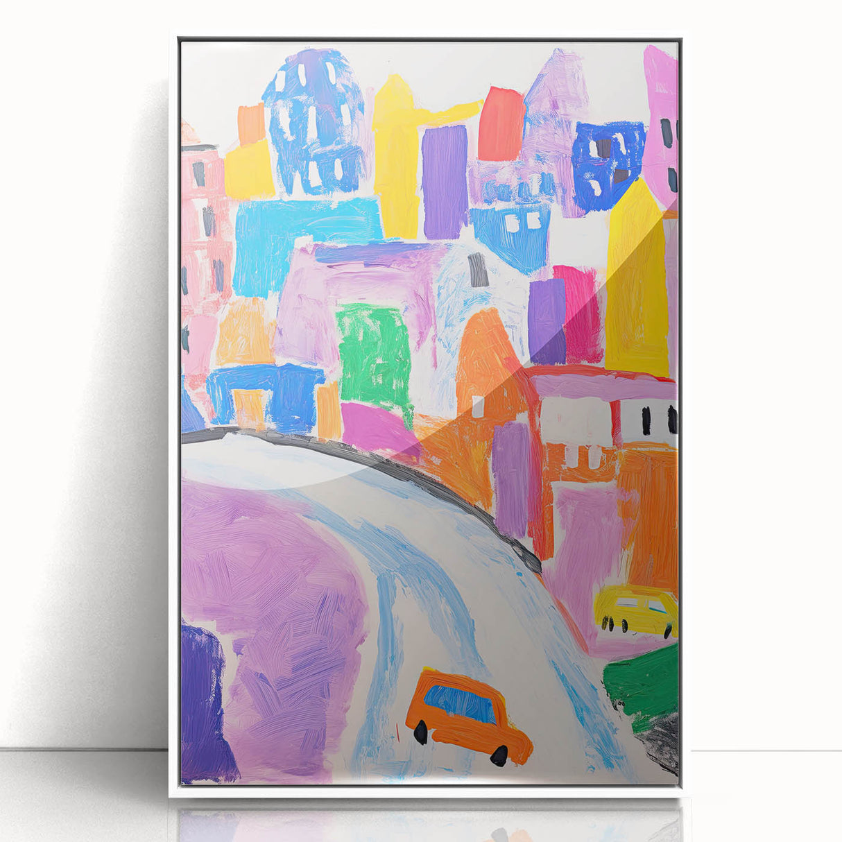 Stretched Canvas Art for Kids - Bright Urban Cityscape Print
