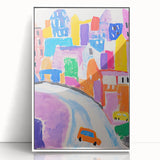 Stretched Canvas Art for Kids - Bright Urban Cityscape Print