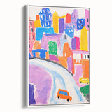 Stretched Canvas Art for Kids - Bright Urban Cityscape Print