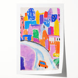 Stretched Canvas Art for Kids - Bright Urban Cityscape Print