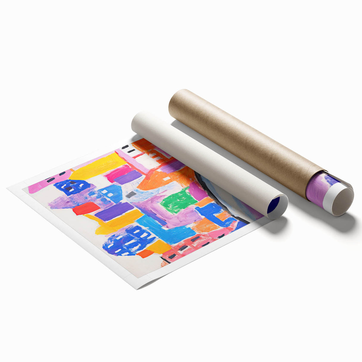 Stretched Canvas Art for Kids - Bright Urban Cityscape Print