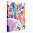 Stretched Canvas Art for Kids - Bright Urban Cityscape Print