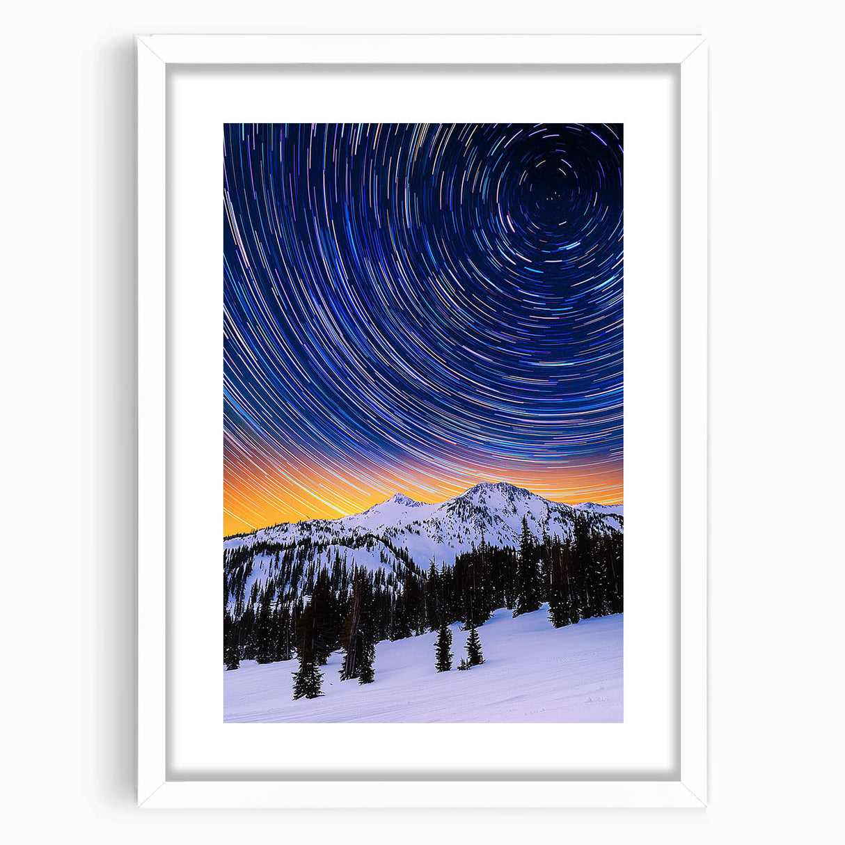 Landscape frame with a white mat showcasing a modern artwork, designed to enhance decor with its sleek front view, perfect for home or office display.