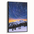 Framed landscape canvas featuring a modern black design with a sleek side view, ideal for contemporary home decor and artistic enhancement of living spaces.