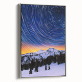 Framed landscape canvas art depicting serene nature scene with vibrant colors, featuring a silver frame that enhances its elegance and modern appeal. Perfect for home décor.