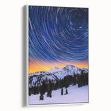 Framed landscape canvas art featuring serene nature scene with vibrant colors, showcasing a white frame that enhances the artwork's elegance and modern appeal. Perfect for home decor or office spaces.