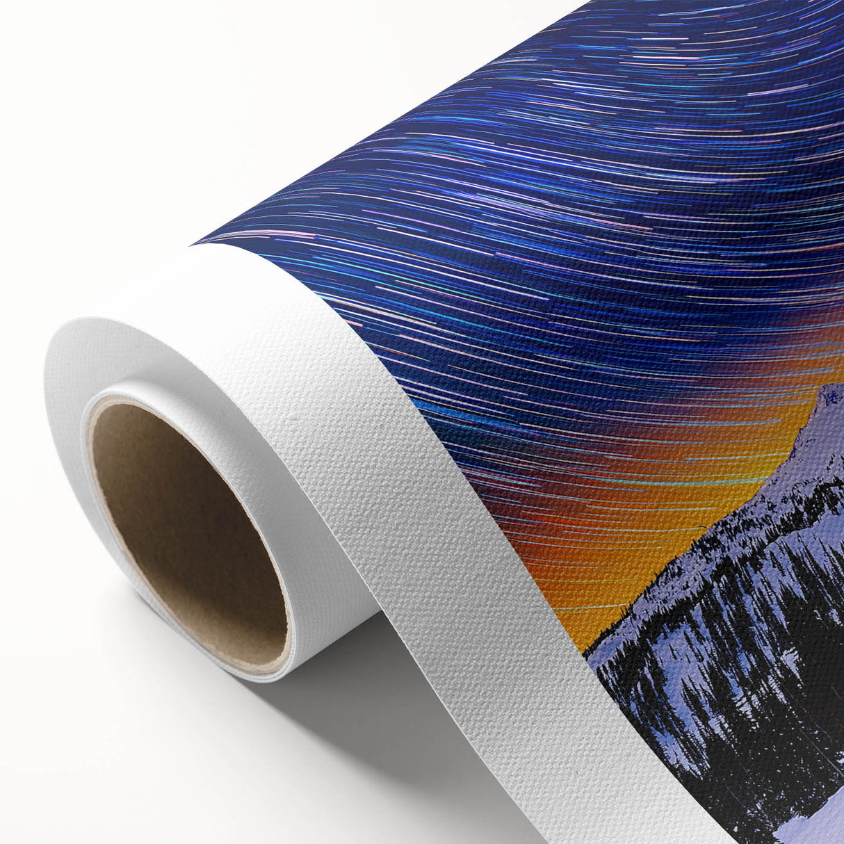 Rolled landscape canvas showcasing vibrant African-inspired wall art design with intricate patterns and rich colors, securely packaged in a durable cardboard tube for safe delivery.