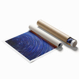 Rolled landscape print showcasing a vibrant African-inspired design with intricate patterns and rich colors, securely packaged in a protective cardboard tube for safe shipping.