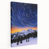 Stretched canvas artwork showcasing a vibrant landscape design, with a textured surface and a side view highlighting its depth, perfect for home decor.