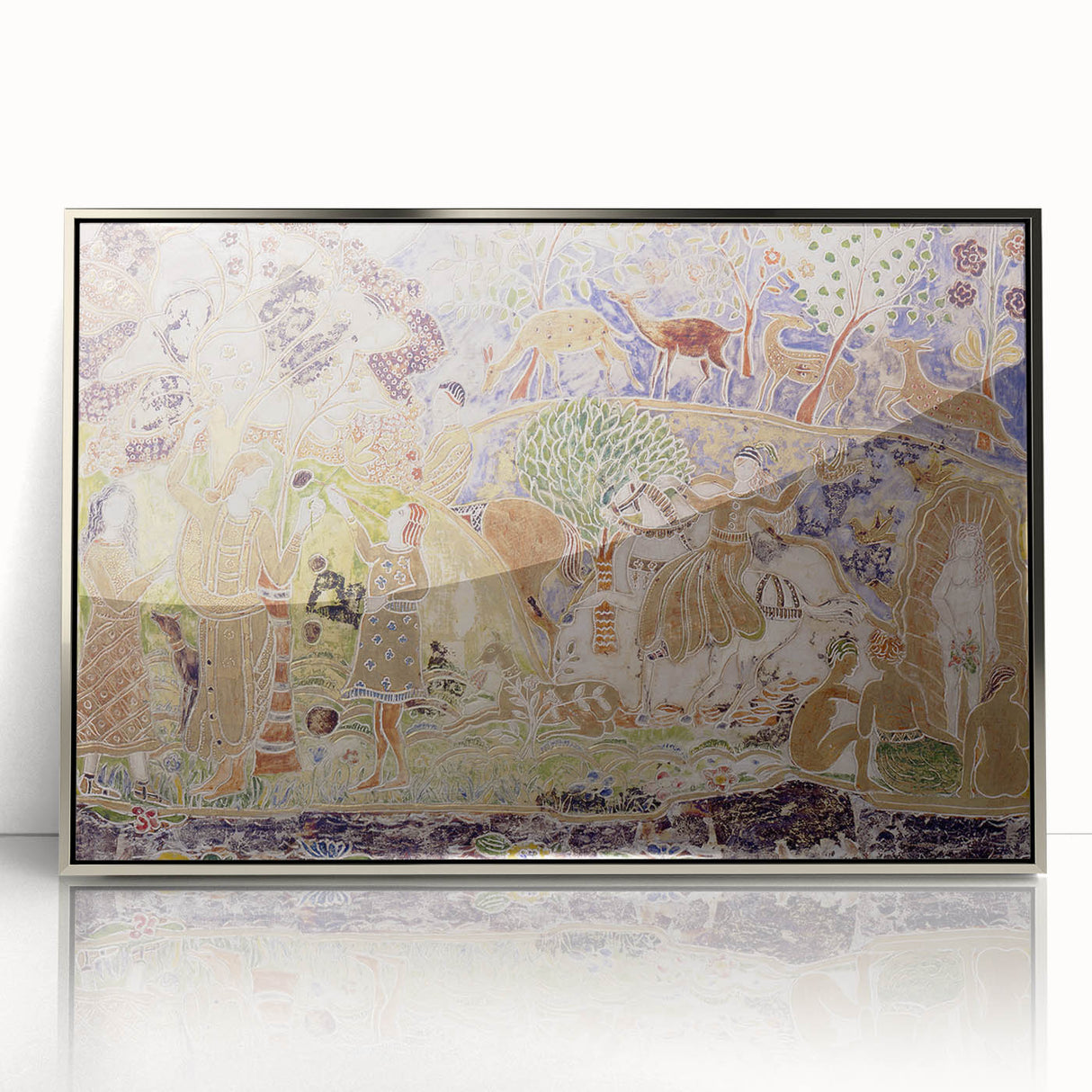 Whimsical Forest Scene - Modern Art Print of Figures and Deer by Prendergast