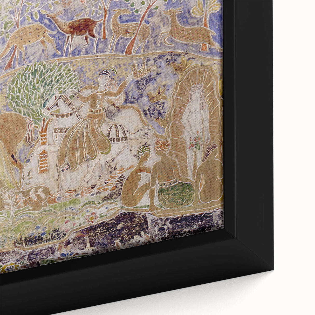 Whimsical Forest Scene - Modern Art Print of Figures and Deer by Prendergast