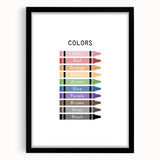 Colors of the Rainbow Typography Art Print – Crayon Color Chart Wall Art