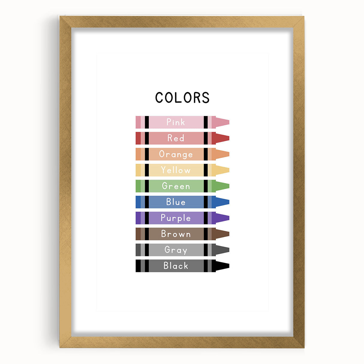 Colors of the Rainbow Typography Art Print – Crayon Color Chart Wall Art